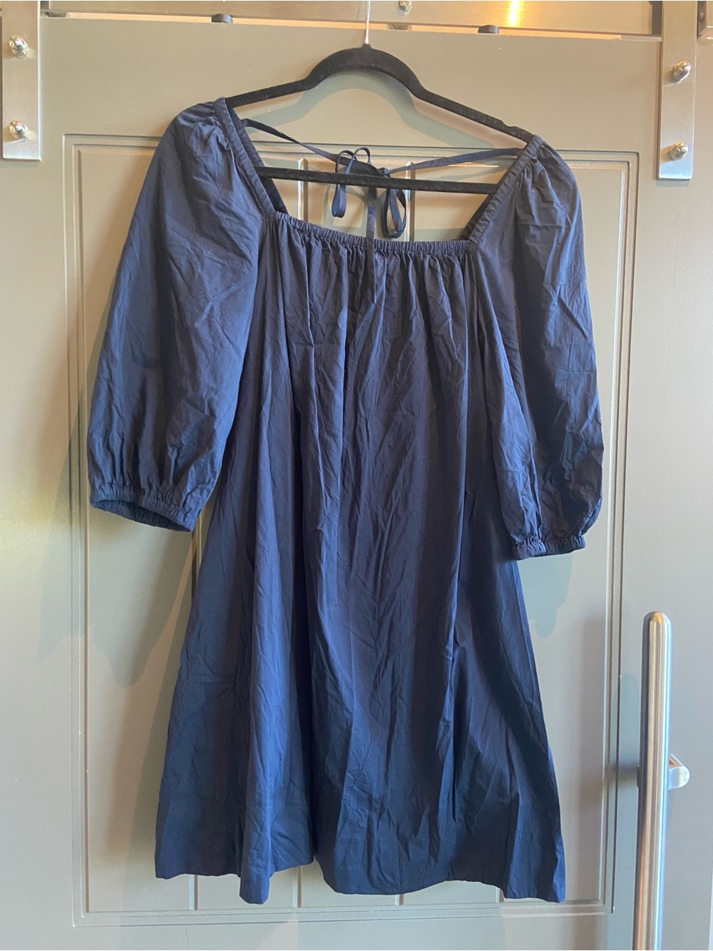 Madewell Navy Blue Ruched Cotton Top